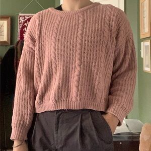Pink Cable Knit Sweater
